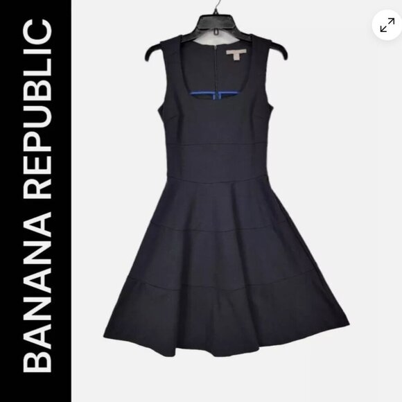 BANANA REPUBLIC Black Fit and Flare Sleeveless Dress, Size 6P NEW WITH TAG! - Picture 1 of 3
